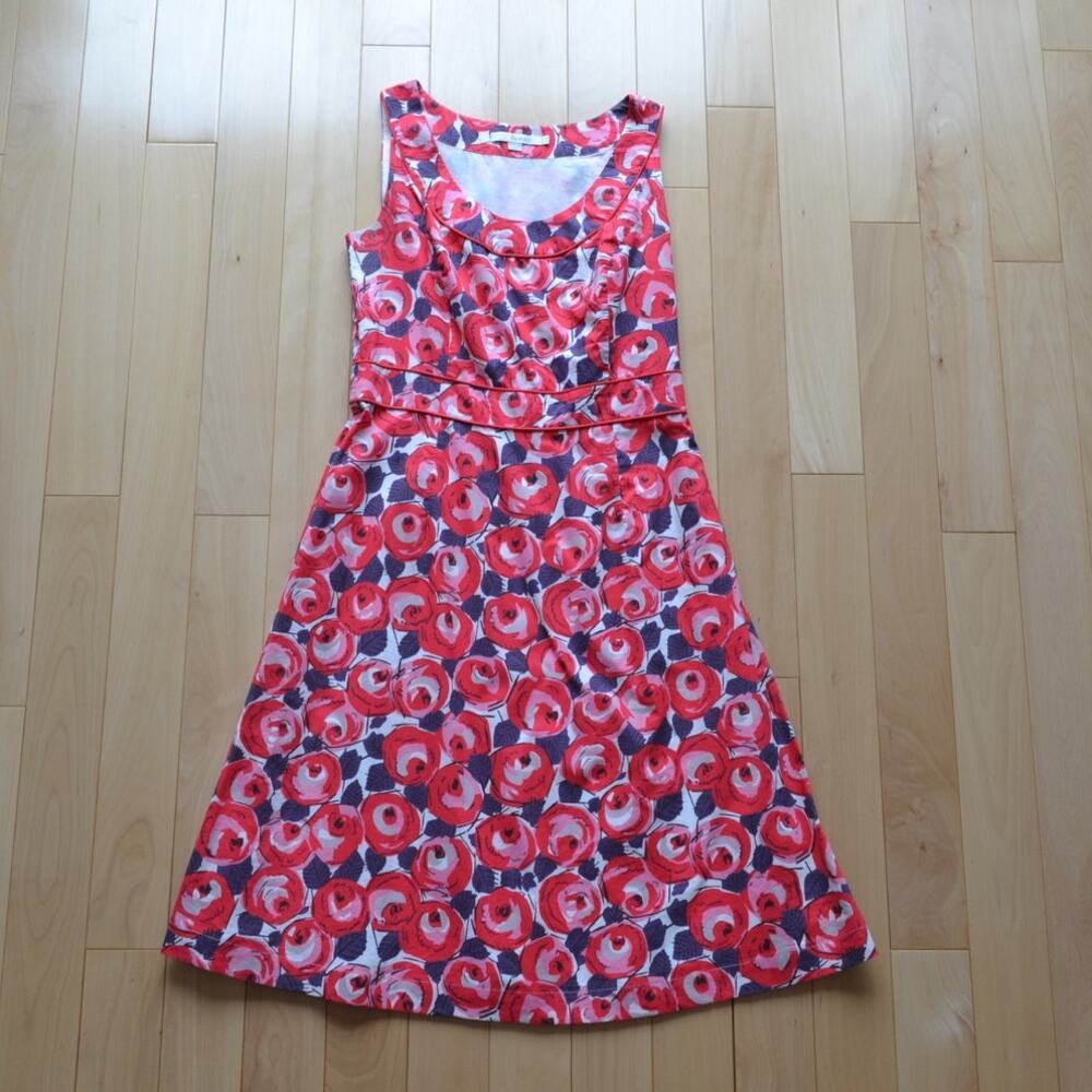Boden Roses Sleeveless Midi Dress A-Line Size 6L